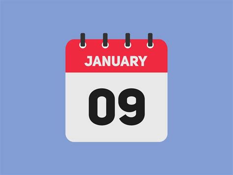 January 9 Calendar Reminder 9th January Daily Calendar Icon Template