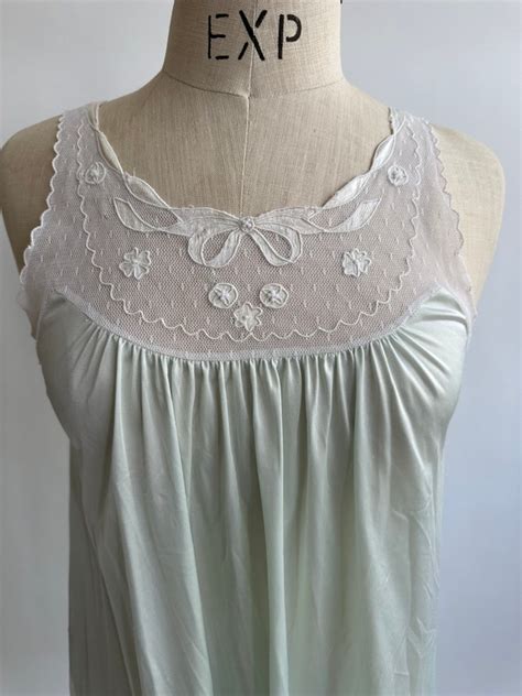 1960 S 70 S Nightgown Baby Blue Babydoll Nylon And La Gem