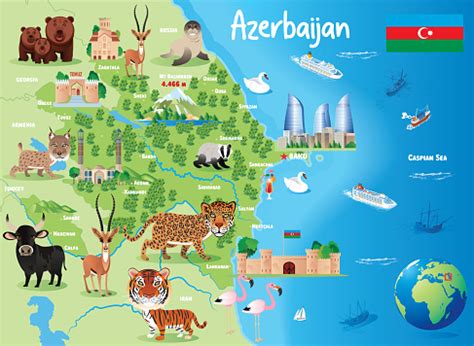 Azerbaijan Animals Map Stock Illustration - Download Image Now - Animal ...