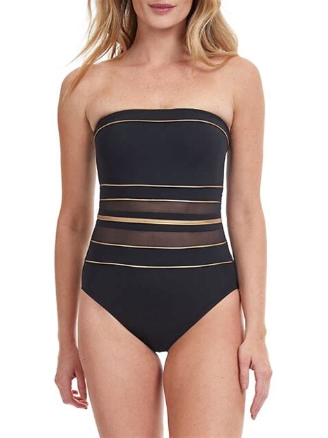 Shop Gottex Swimwear Onyx Bandeau One Piece Swimsuit Saks Fifth Avenue