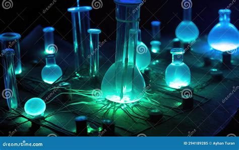 Science Neon Light And Chemistry Background 3d Illustration Concept