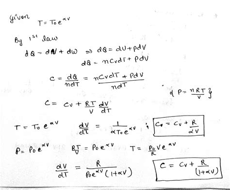 An Ideal Gas Has A Molar Heat Capacity Cv At Constant Volume Find The Molar Heat Capacity Of