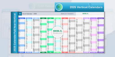 2025 Calendar Excel Templates (Free Download) - Excel