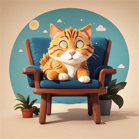 Premium Photo Cute Cat Sleeping On Chair Cartoon Vector Icon