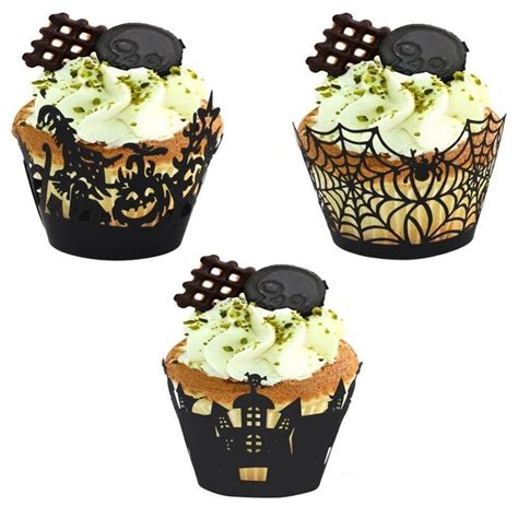 Halloween Cupcakes Decorations 120Pcs Lot Halloween Spiderweb Witch