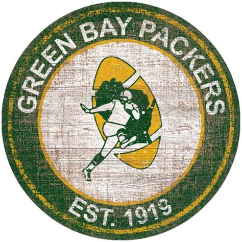 Green Bay Packers Heritage Logo Round Wood Sign at the Packers Pro Shop