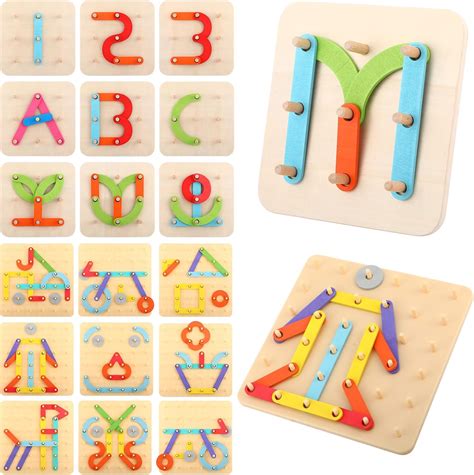 Amazon Poen 2 Sets Wooden Letter Number Construction Activity Set