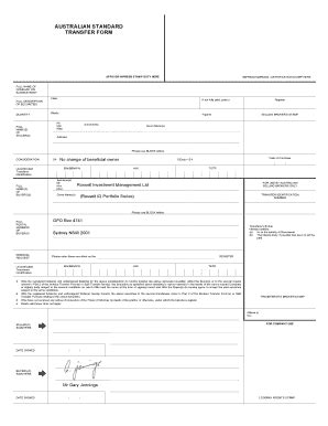 Australian Standard Transfer Form Fill And Sign Printable Template Online