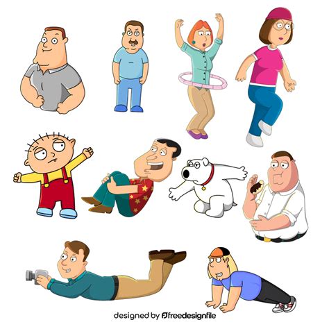 Family Guy cartoon characters set vector free download