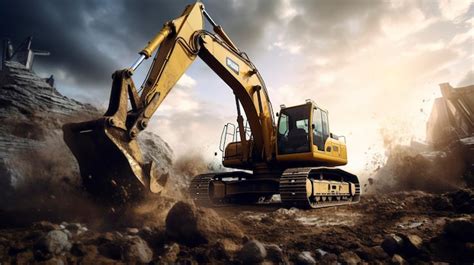 Premium Photo | A photo of an excavator digging a foundation