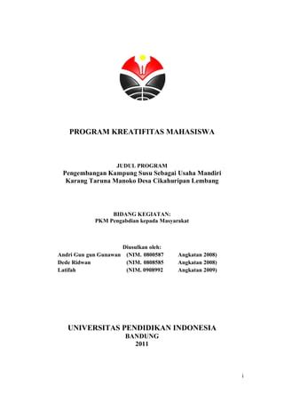 Contoh Proposal Pkm Yang Didanai Dikti PDF