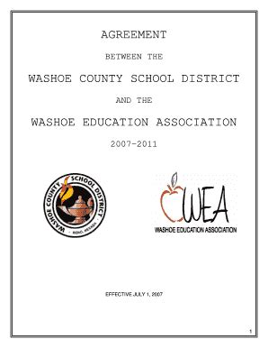 Fillable Online Agreement Between The Washoe County School District And