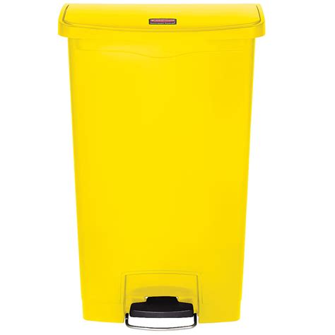 Rubbermaid Slim Jim Resin Yellow Front Step On Trash Can With