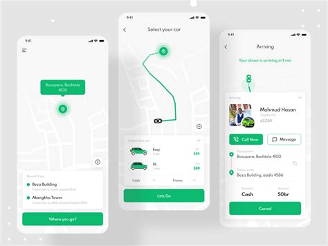 Ride Sharing Mobile App - Passenger App by Mahmudul Hasan Manik on Dribbble
