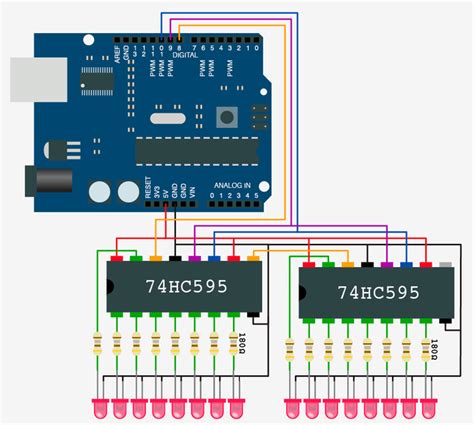 74hc595 Circuit Diagram Arduino 74hc595 Shift Register Pinou