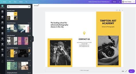 create  trifold brochure canva