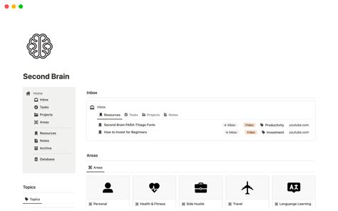 Second Brain Template Notion Marketplace
