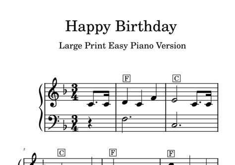 Happy Birthday Easy Piano Large Print Version Arr Large Print Sheet