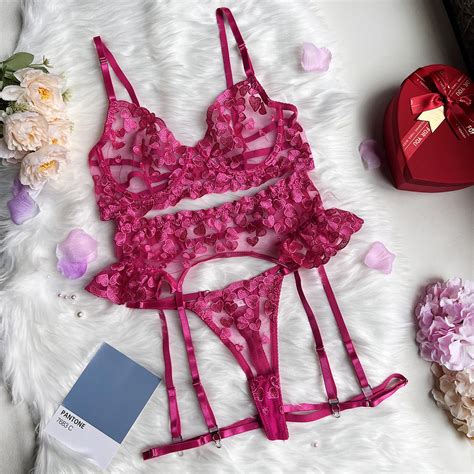 Women Sexy Heart Embroidery Underwear Lingerie Set On Luulla