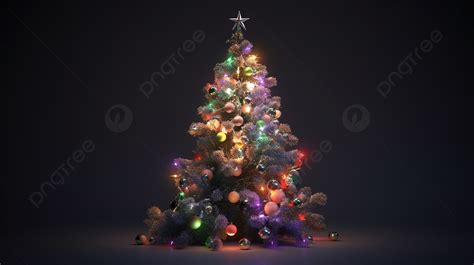 Festive Holiday Tree With Ornament Decor In 3d Render Background