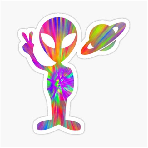 Alien Hippie Saturn Silhouette I Aliens Ufo Roswell Tie Dye Sticker