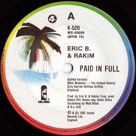 Eric B Rakim Paid In Full Vinyl Discogs