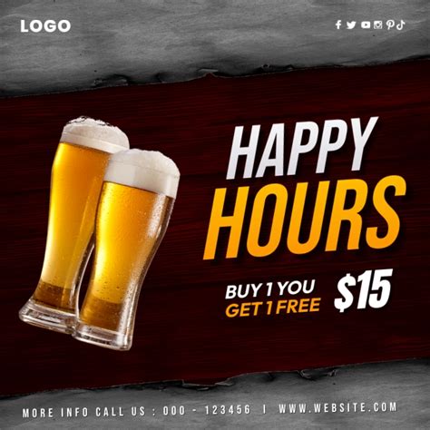 Happy Hour Beer Template | PosterMyWall