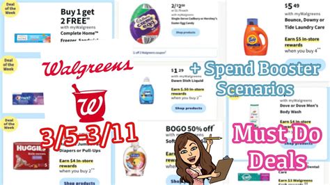 WALGREENS MUST DO DEALS 3/5-3/11 + SPEND BOOSTER SCENARIOS - YouTube