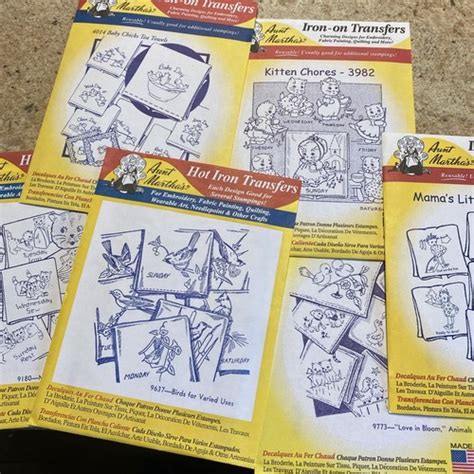 Aunt Martha S Hot Iron Transfers Unused Embroidery Patterns Lot Of 6 EBay