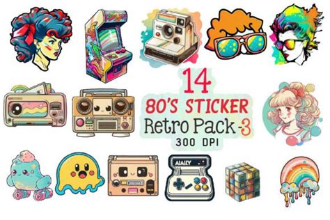 80s Stickers - Retro Sticker Bundle 3 Graphic by Md Shahjahan ...