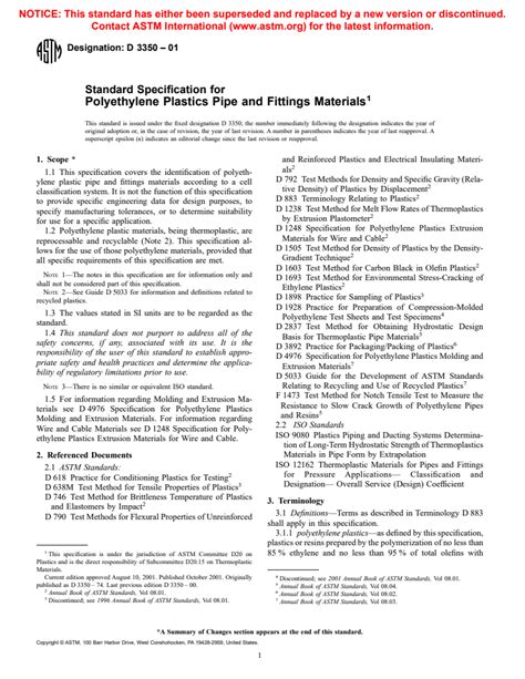 Astm D Standard Specification For Polyethylene Plastics Pipe