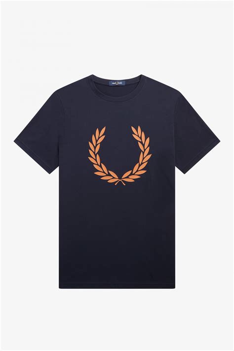 Fred Perry Navy Laurel Wreath Print T Shirt Luxinabox