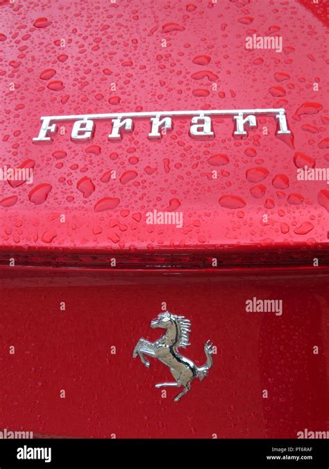 The Logo Word Ferrari In Chrome On The Boot Of The Ferrari California