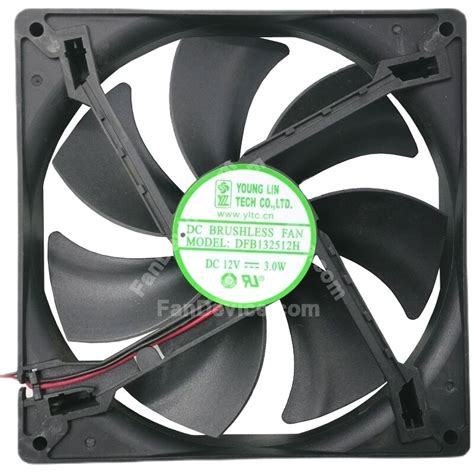 YOUNG LIN DFB132512H DC 12V 3.0W 2 Wires Brushless Axial Cooling Fan ...