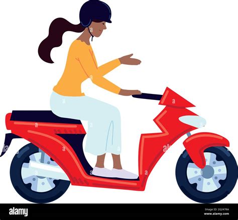 Woman Riding Motorbike Stock Vector Image Art Alamy