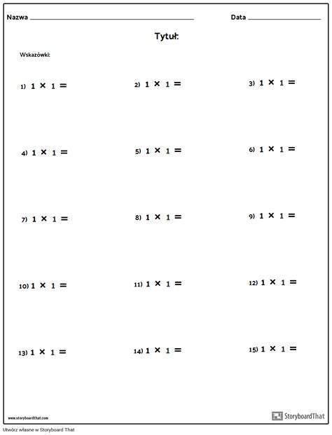 Mnożenie Pojedyncza Liczba Wersja 1 Storyboard