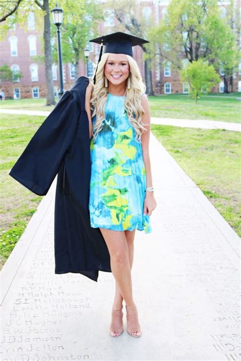 Preppy Blue And Green Graduation Dress Graduation Photoshoot