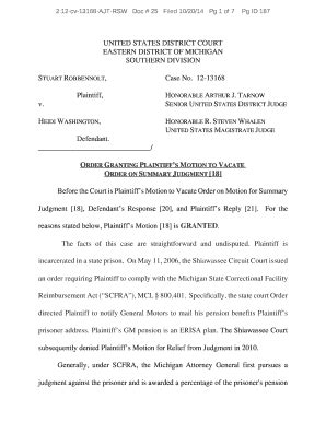 Fillable Online Mied Uscourts Order Granting Plaintiff S Motion To