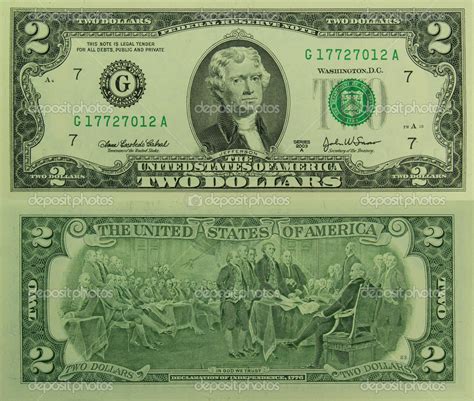 2 Dollar Bill Front And Back