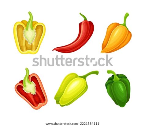 Set Sweet Hot Chili Peppers Red Stock Vector Royalty Free Shutterstock