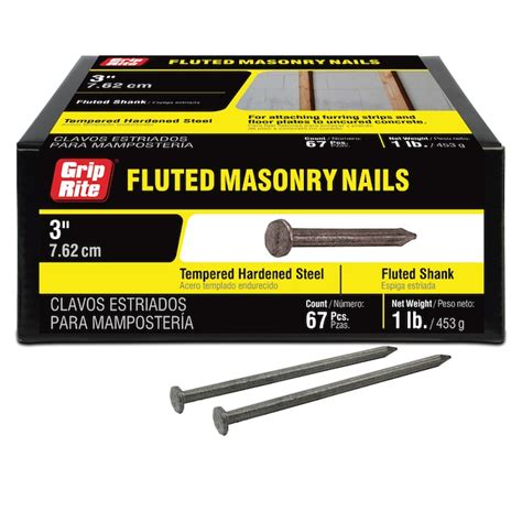 Grip Rite 3 In 9 Gauge Bright Steel Fluted Masonry Nails 1 Lb In The