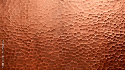 Hammered Copper Plate Texture With A Lustrous Dimpled Surface Stock