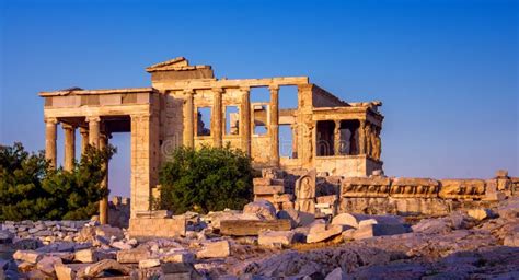 Pórtico De Poseidon Parte De Erechtheion Olivo Sagrado Paredes Del