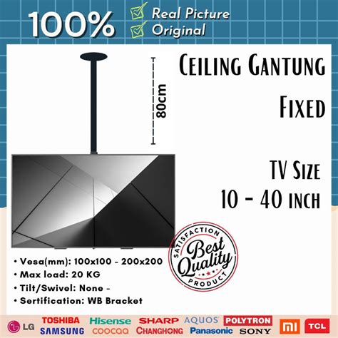 Jual Bracket Tv Ceiling Gantung Plafon Inch Maksimal