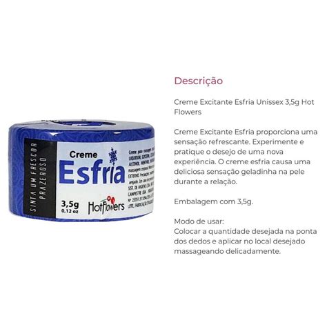 CREME REFRESCANTE E EXCITANTE CORPORAL ESFRIA UNISSEX 3 5G HOT FLOWERS Loja Spicy Sex Shop
