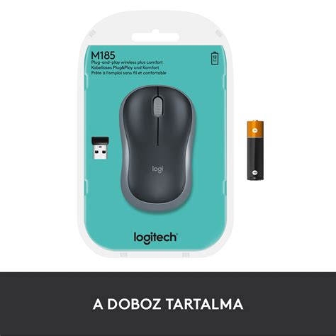 Logitech M185 Vezeték Nélküli Egér Usb Vevőegység Szürke Emaghu