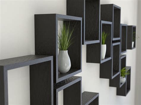 Black Oak Square Wall Shelf In Solid Oak Black Oak Cube Shelf Box