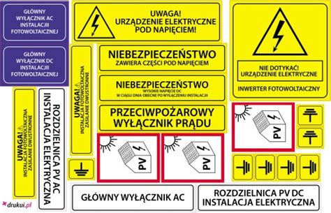 NOWE Wymogi Naklejki Elektryczne FOTOWOLTAIKA PV 122 Cena Opinie