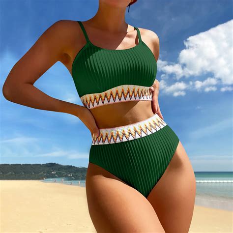 Qwang High Waisted Bikini Set For Women Athletic Two Piece Swimsuit