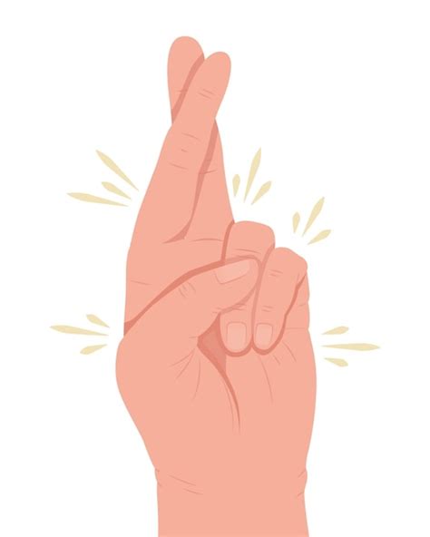 Premium Vector Crossed Fingers Semi Flat Color Vector Hand Gesture